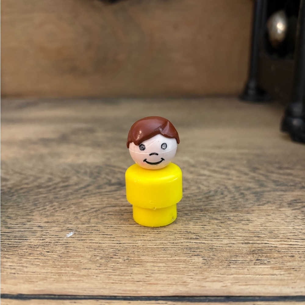 Vintage Fisher Price Little People Boy Yellow Body Brown Hair